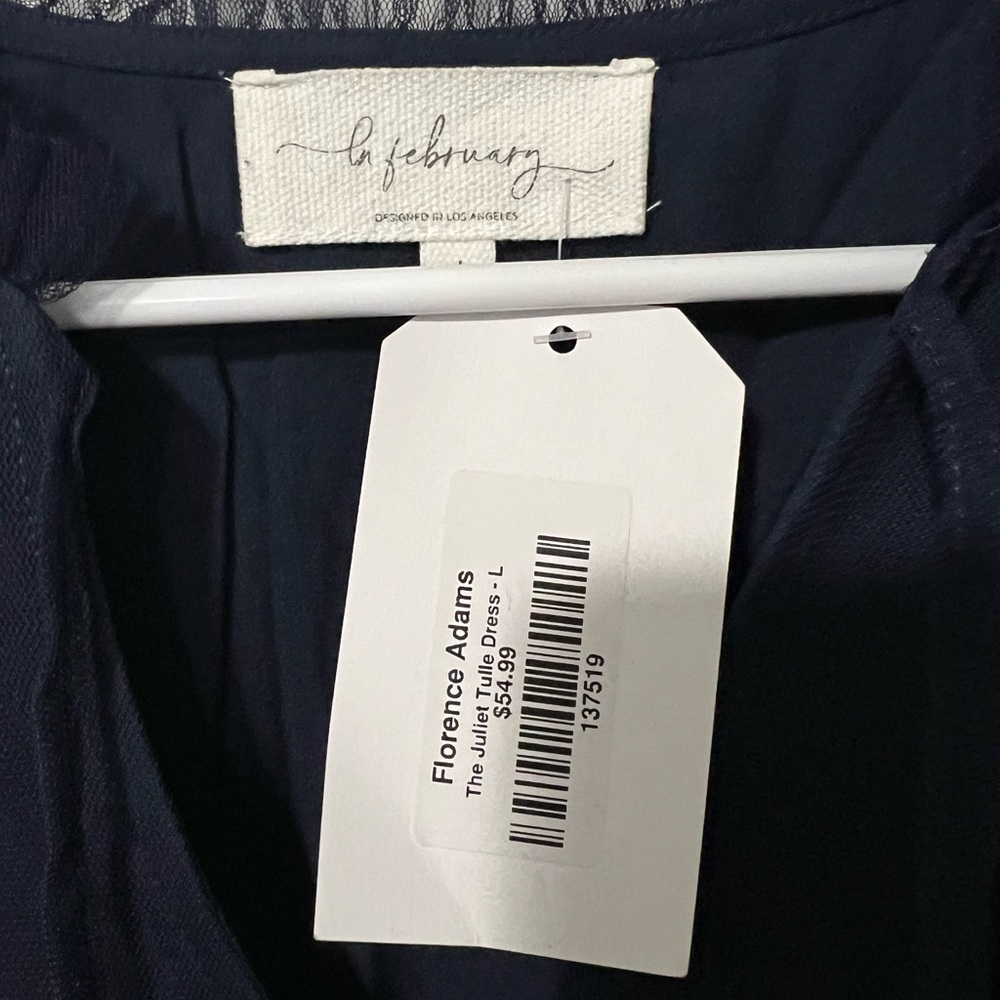 Elegant Navy Blue Sheer Dress - Picture 3 of 3